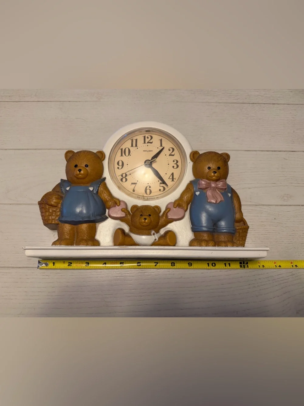 Bear Family Mantel Clock - Blue & Brown Decorative Wall Accent